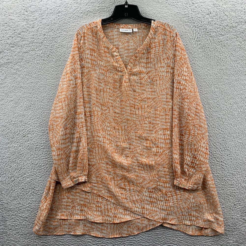 Susan Graver Orange Patterned Blouse